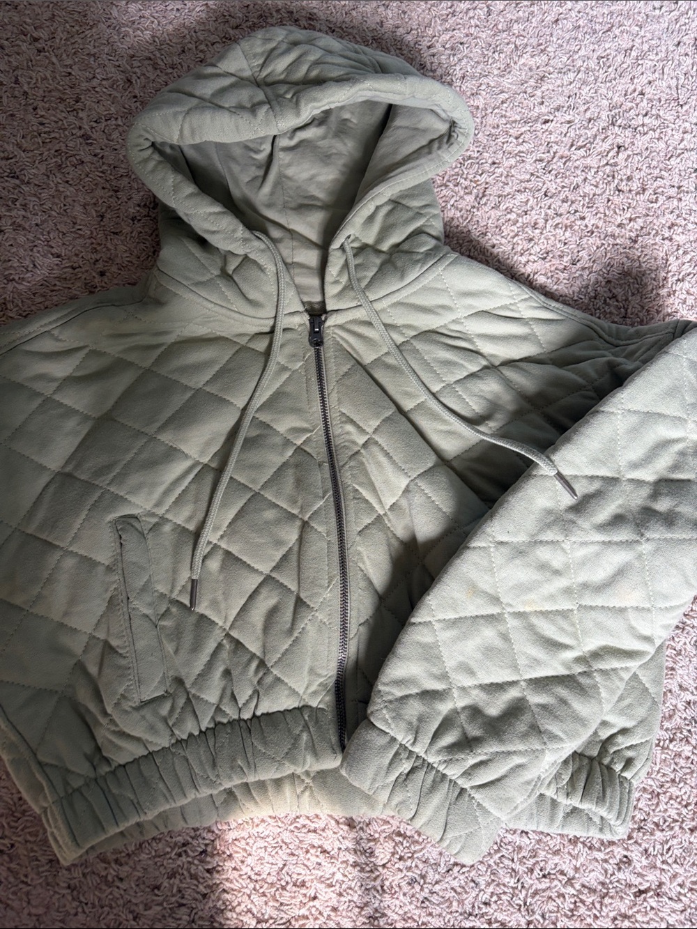 Stoosh Quilted Hooded Puffer Jacket in Sage